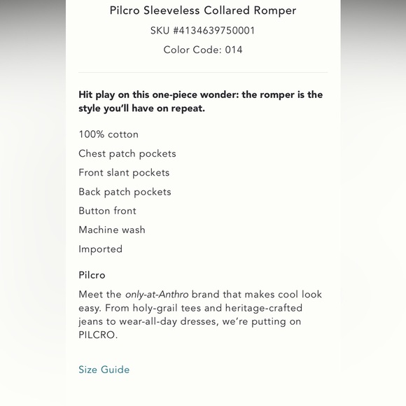 NWT new small Anthropologie pilcro sleeveless collared romper blue shorts - Picture 4 of 17